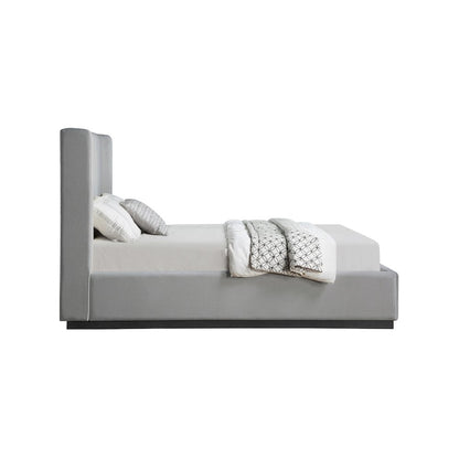Flynn Grey Linen Textured Fabric Queen Bed