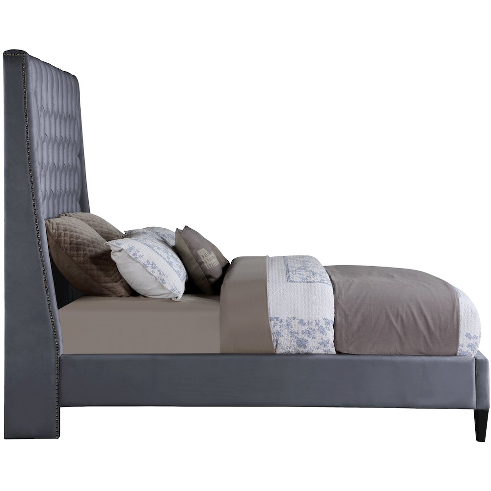 Fritz Grey Velvet King Bed