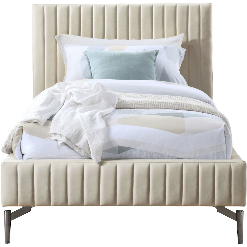 Gallo Beige Vegan Leather Twin Bed