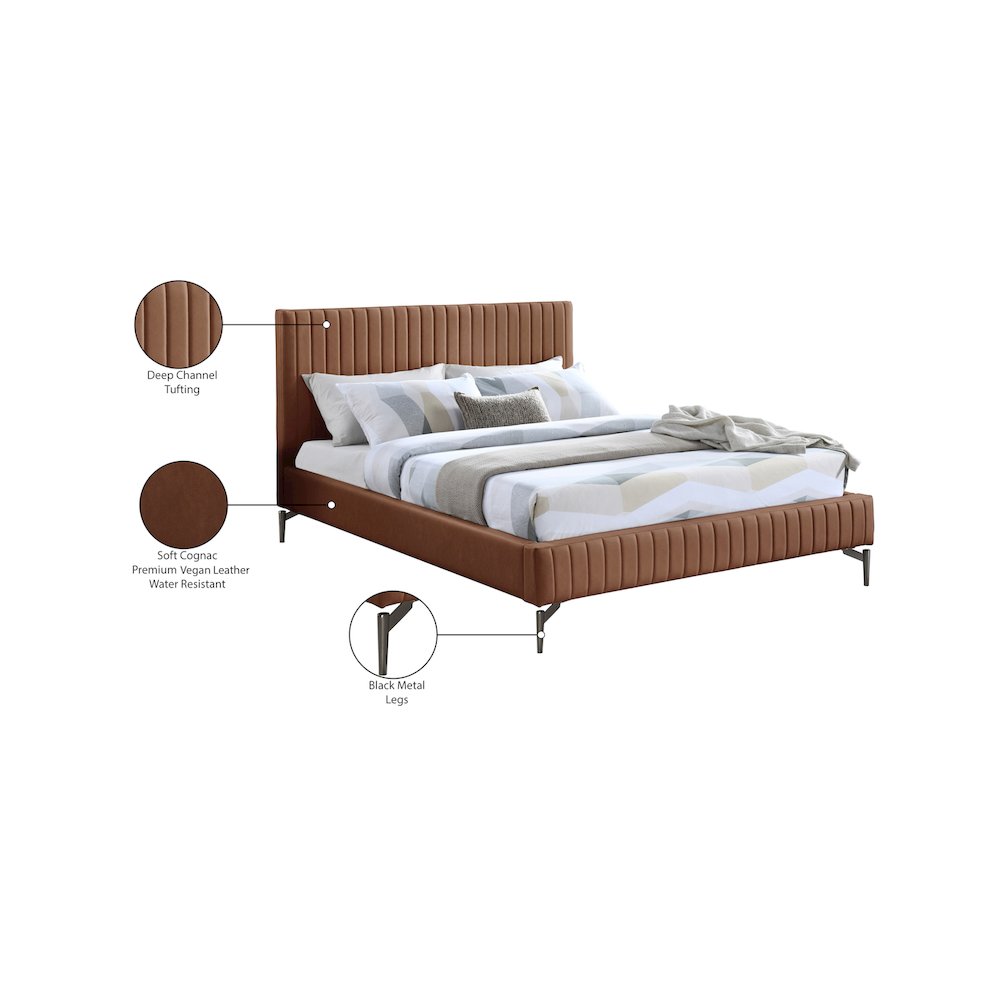 Gallo Cognac Vegan Leather Full Bed