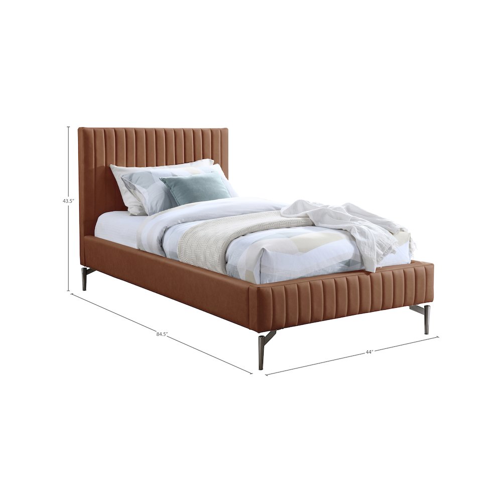 Gallo Cognac Vegan Leather Twin Bed