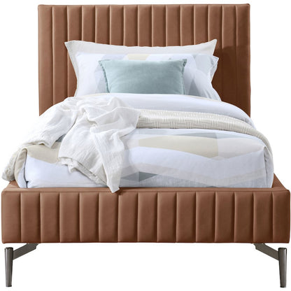 Gallo Cognac Vegan Leather Twin Bed