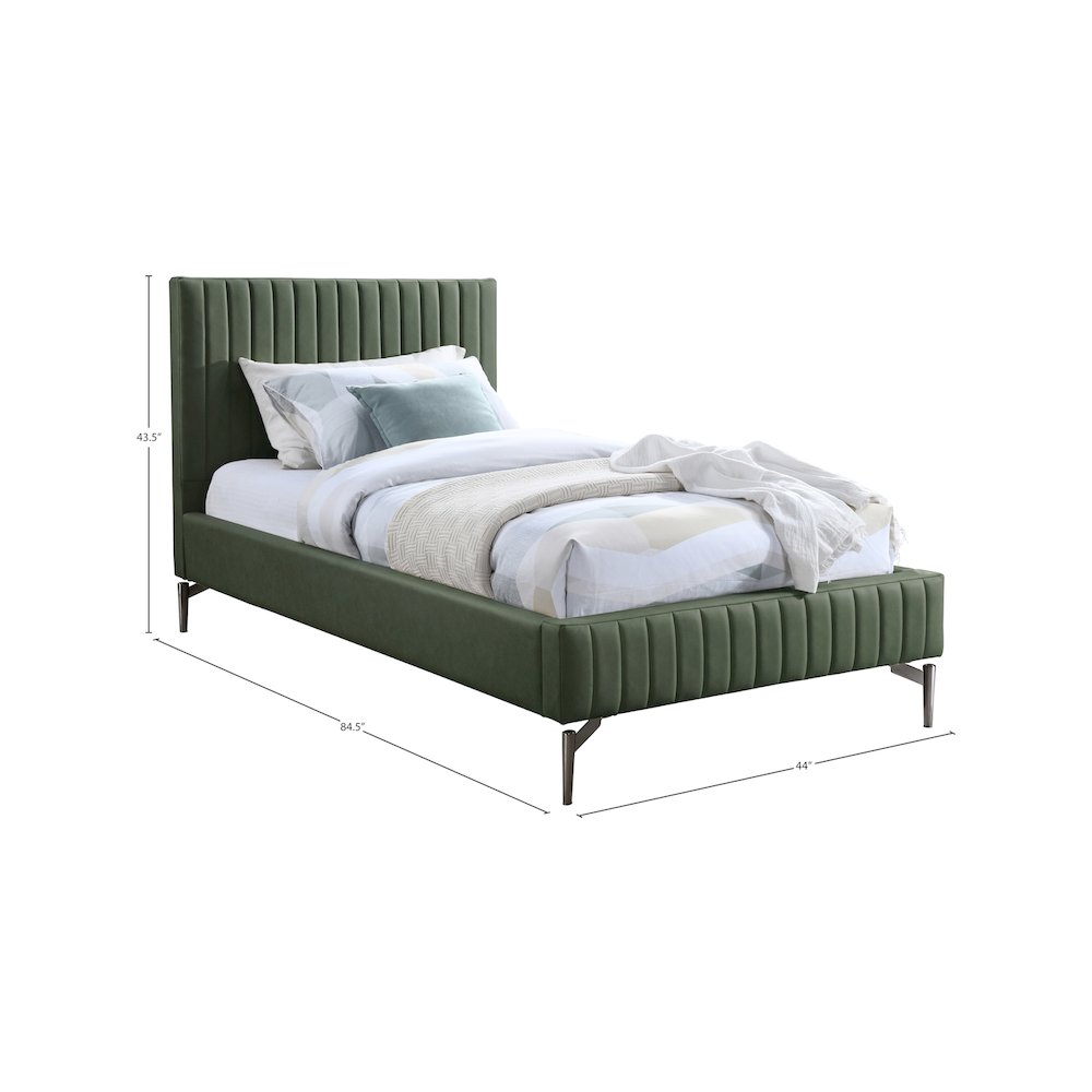 Gallo Green Vegan Leather Twin Bed