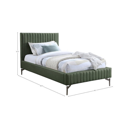 Gallo Green Vegan Leather Twin Bed