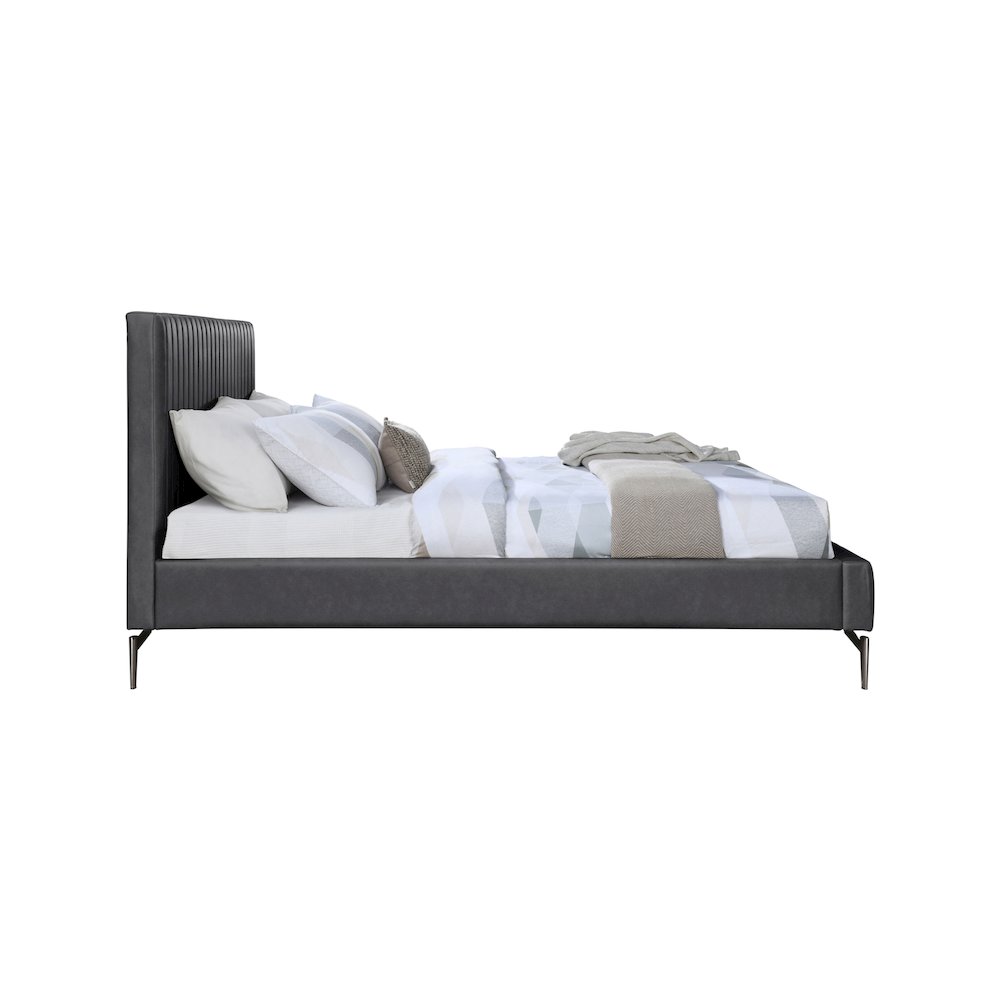 Gallo Dark Grey Vegan Leather King Bed