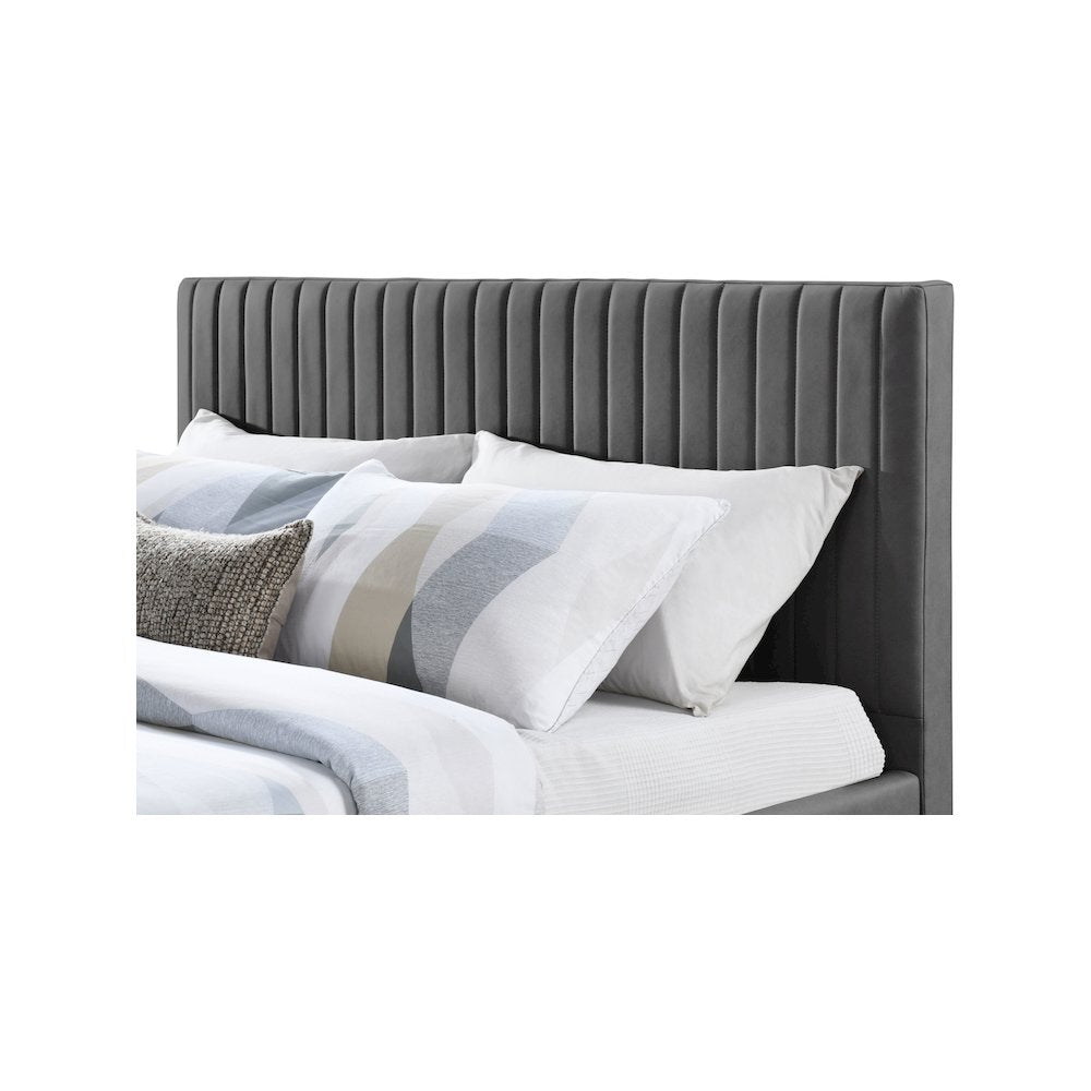 Gallo Dark Grey Vegan Leather King Bed