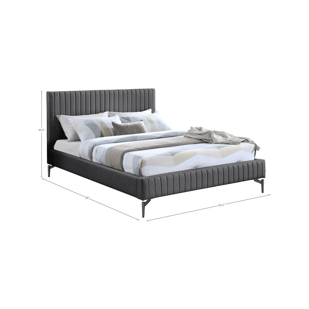 Gallo Dark Grey Vegan Leather Queen Bed