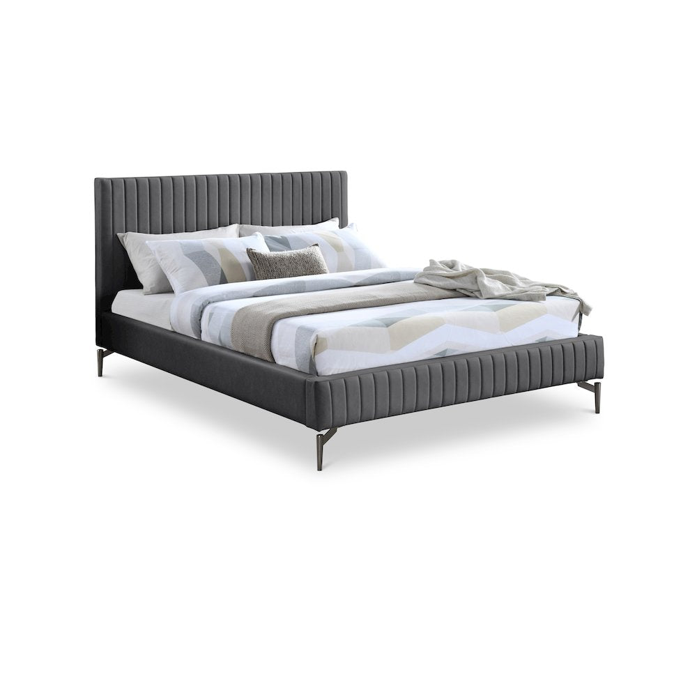 Gallo Dark Grey Vegan Leather Queen Bed