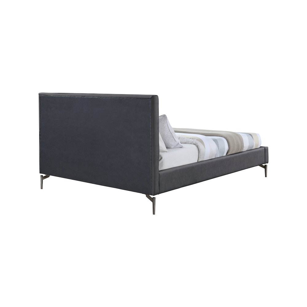 Gallo Dark Grey Vegan Leather Queen Bed