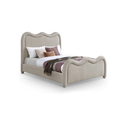 Gavin Beige Chenille Fabric King Bed