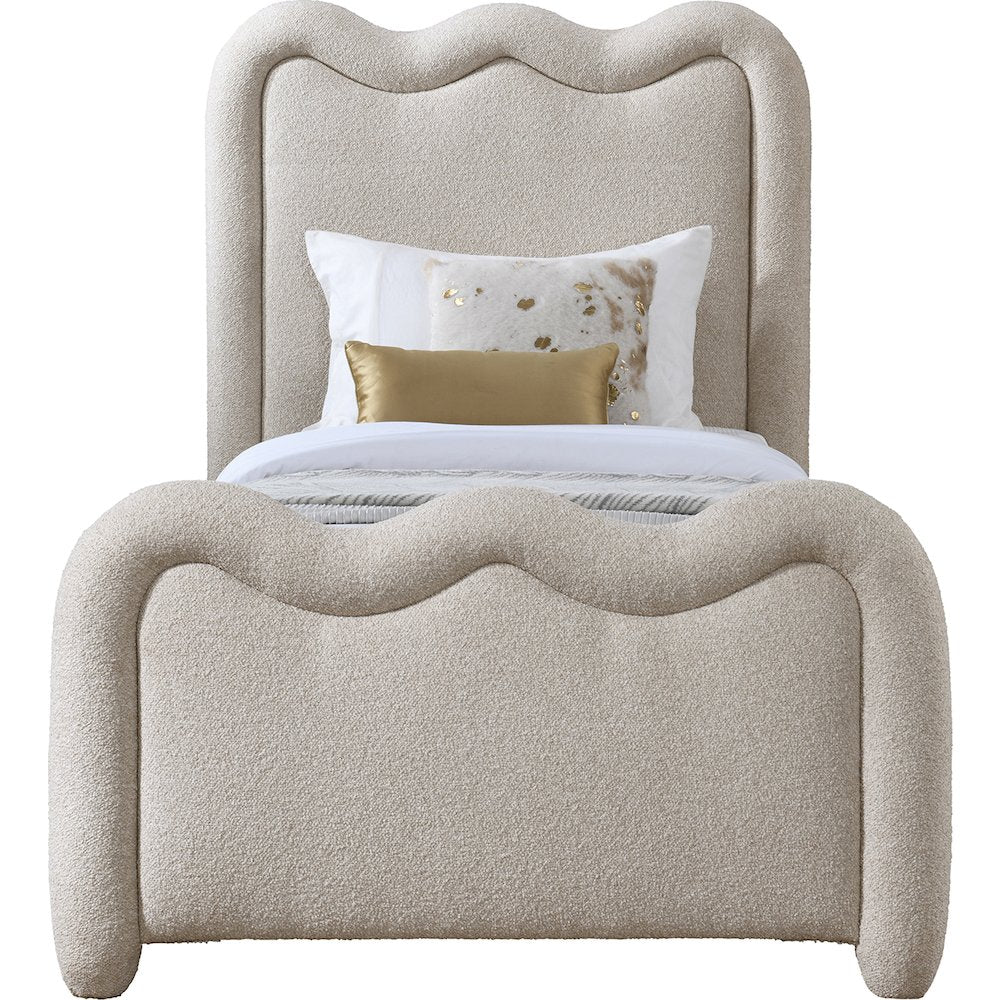 Gavin Beige Chenille Fabric Twin Bed