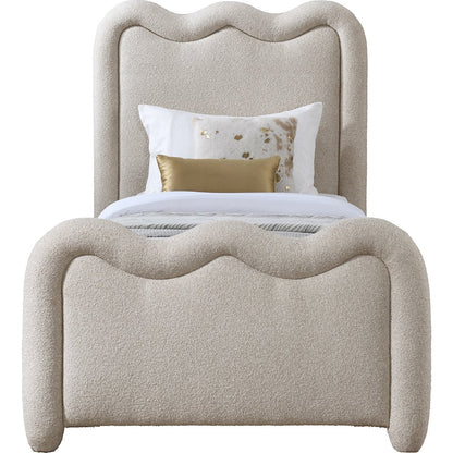 Gavin Beige Chenille Fabric Twin Bed