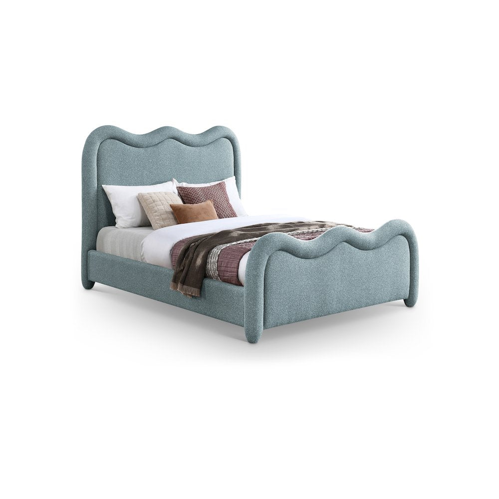 Gavin Blue Chenille Fabric Full Bed