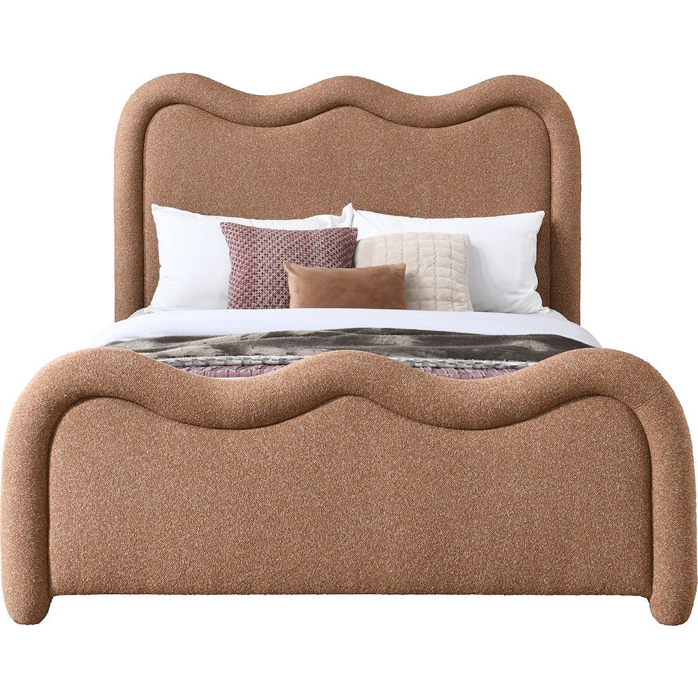 Gavin Cognac Chenille Fabric Queen Bed