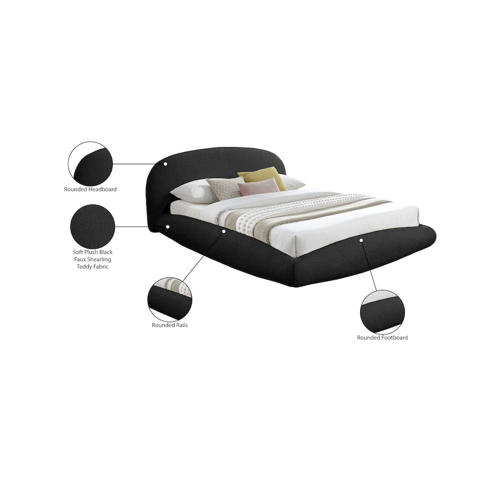 Genesis Black Teddy Fabric King Bed