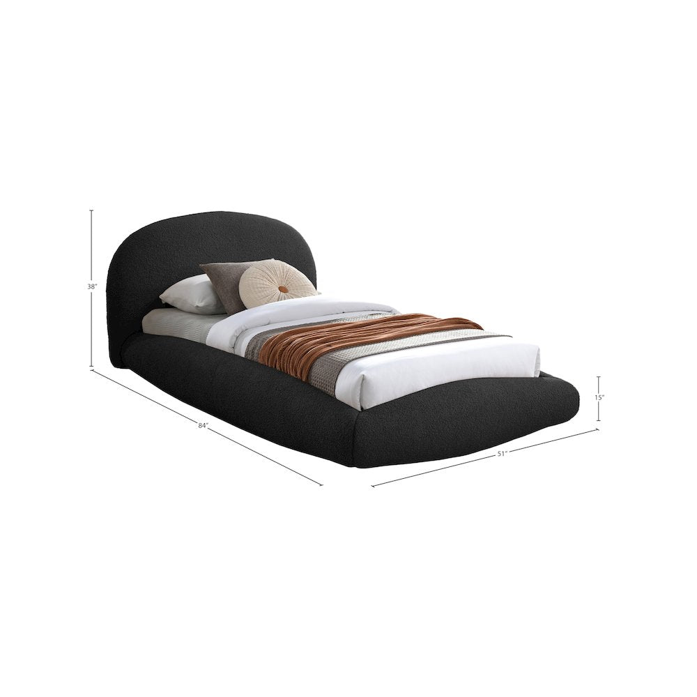 Genesis Black Teddy Fabric Twin Bed