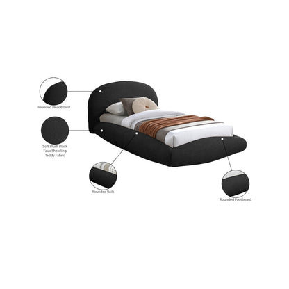 Genesis Black Teddy Fabric Twin Bed