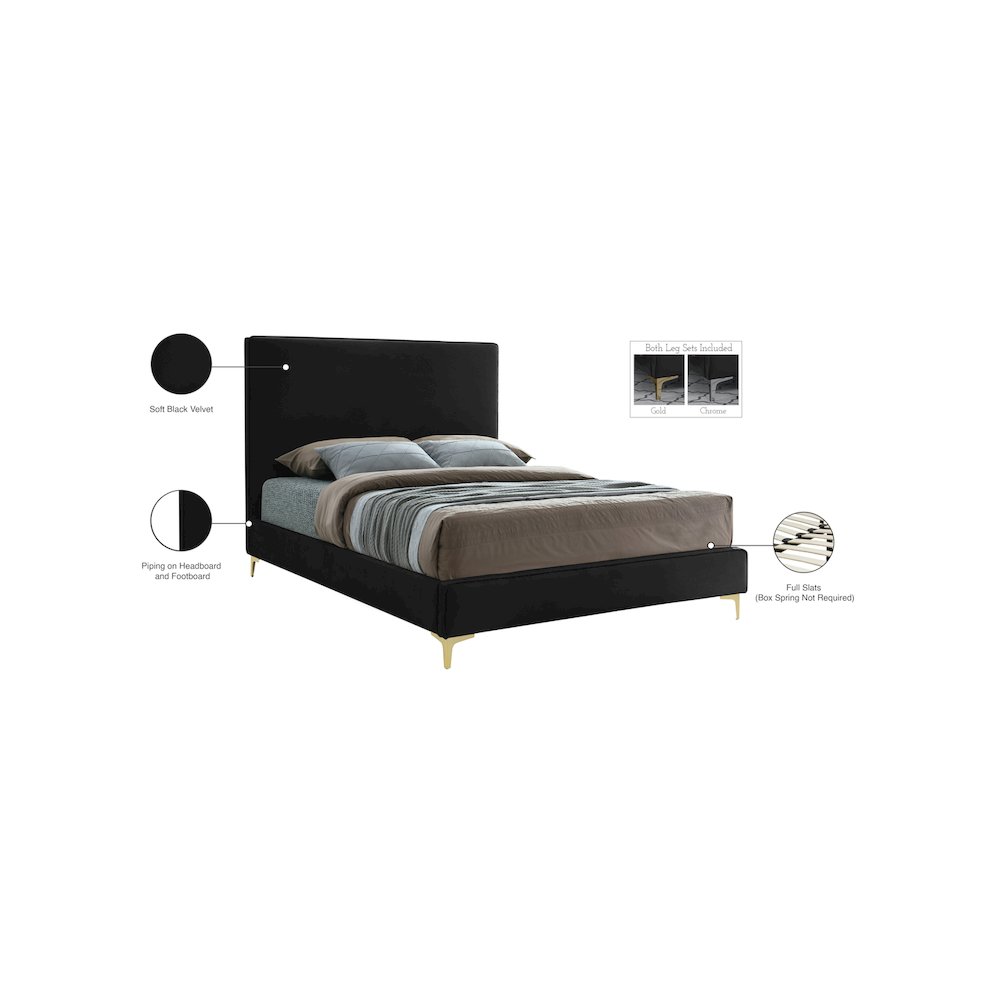 Geri Black Velvet Full Bed