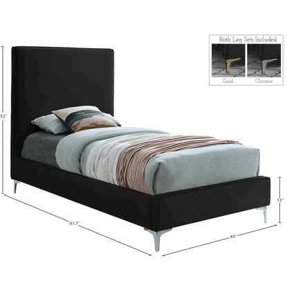 Geri Black Velvet Twin Bed