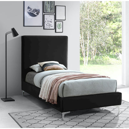 Geri Black Velvet Twin Bed