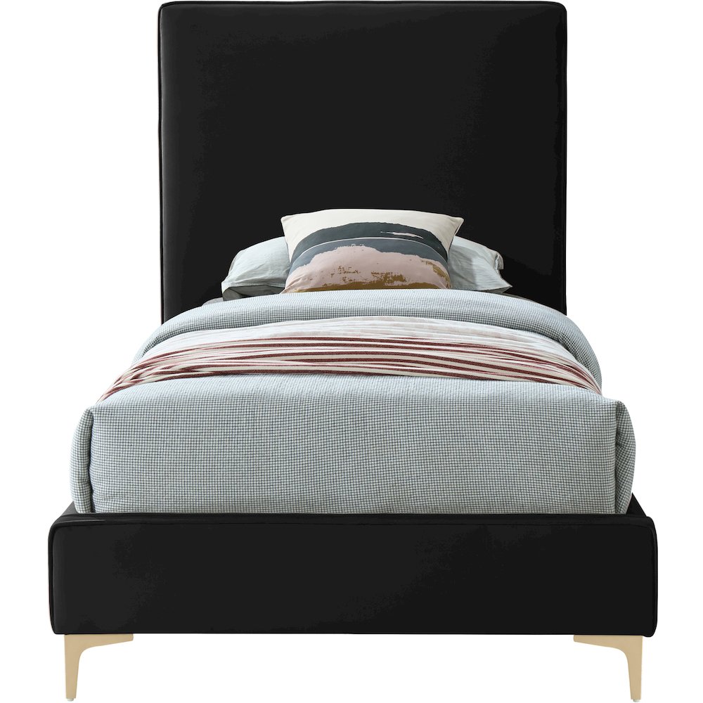 Geri Black Velvet Twin Bed