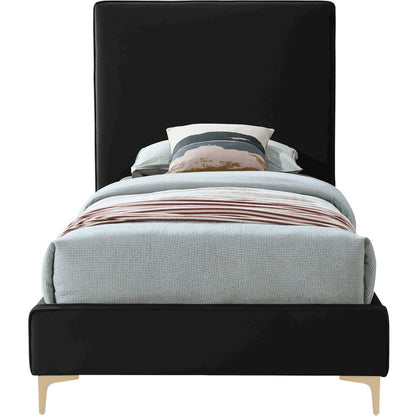 Geri Black Velvet Twin Bed