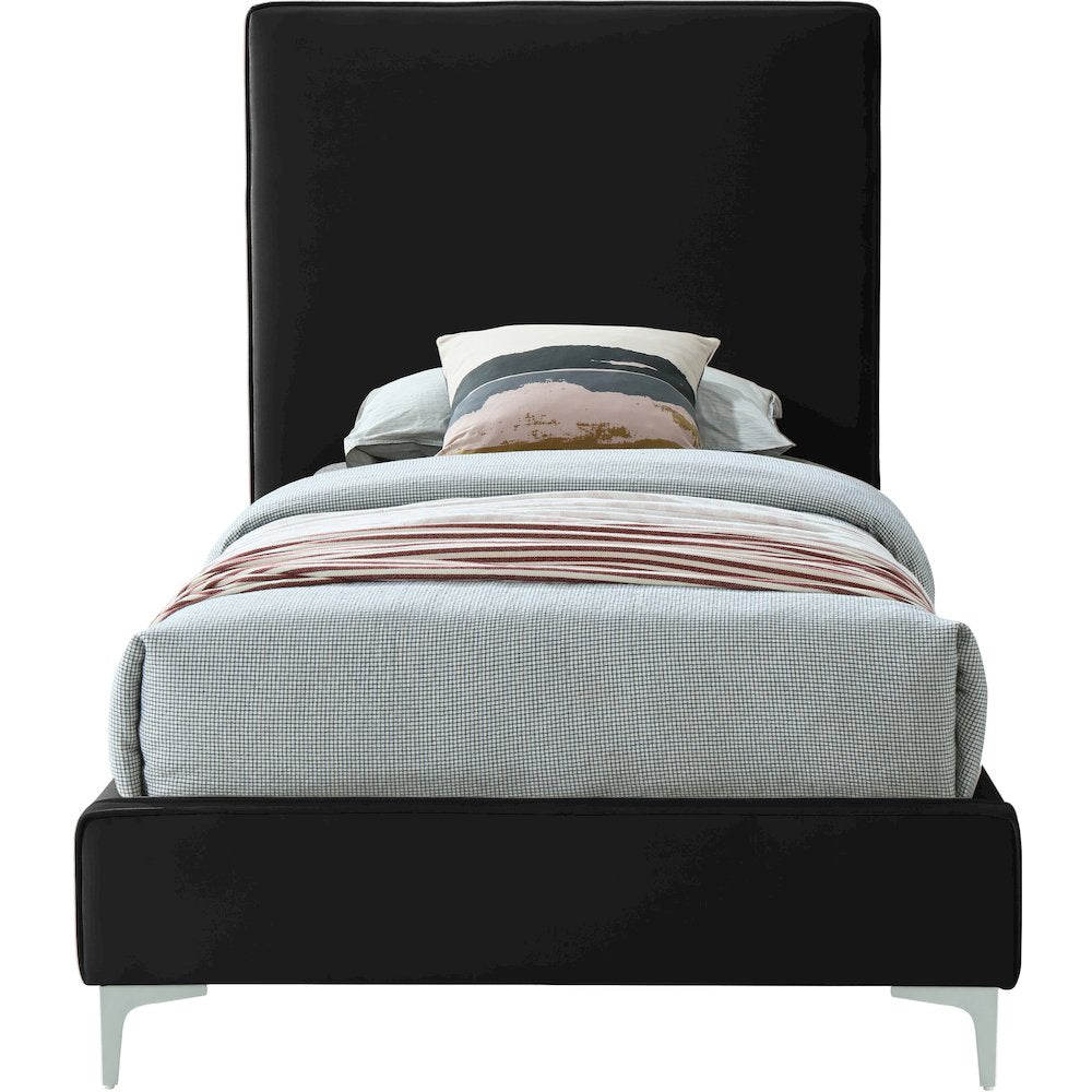 Geri Black Velvet Twin Bed