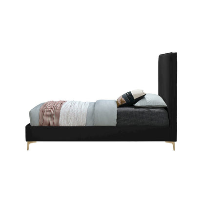 Geri Black Velvet Twin Bed