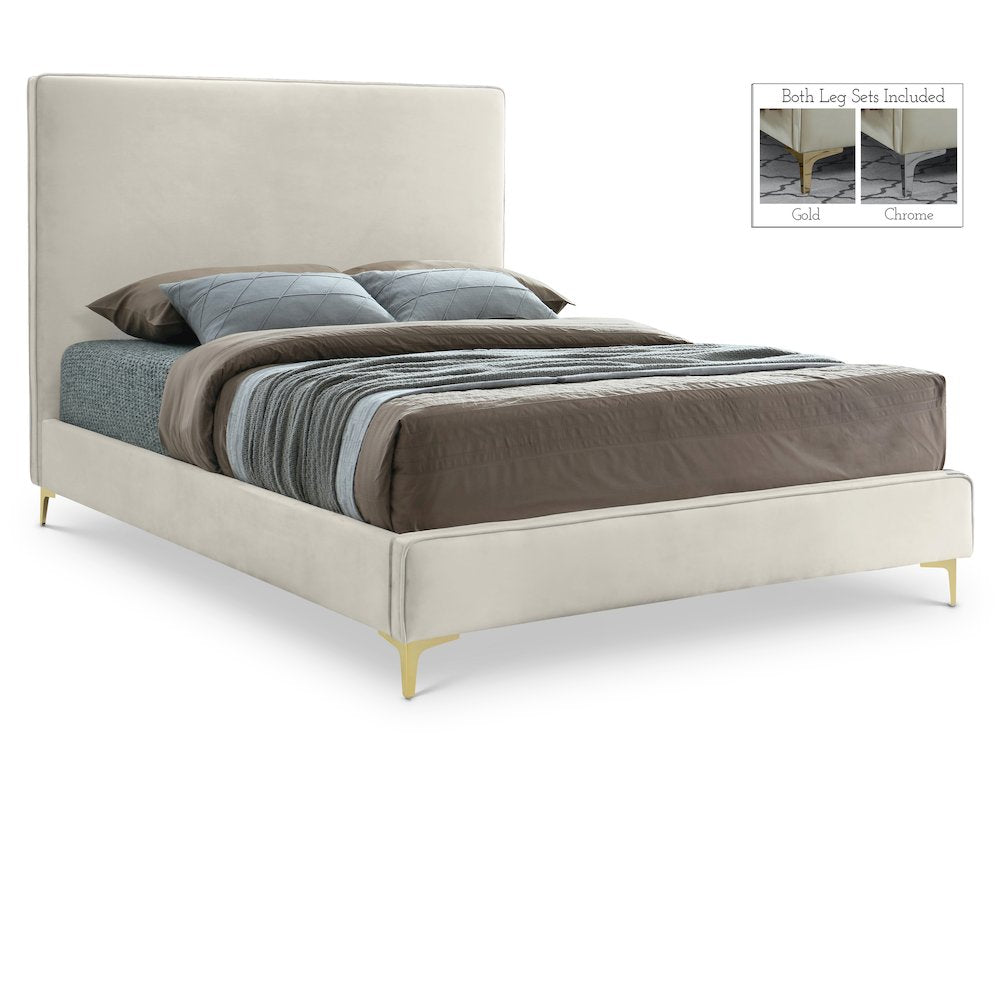 Geri Cream Velvet Full Bed