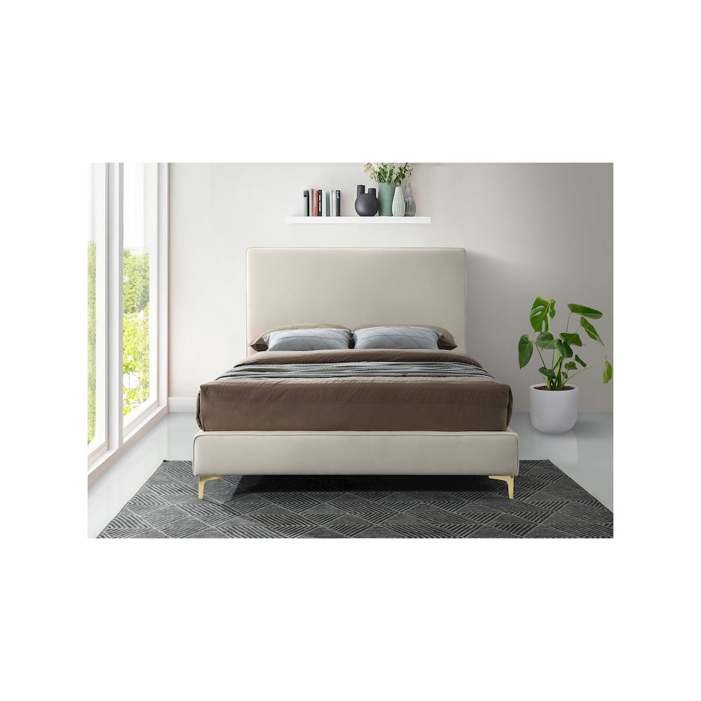 Geri Cream Velvet Full Bed