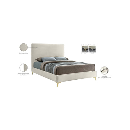Geri Cream Velvet Queen Bed