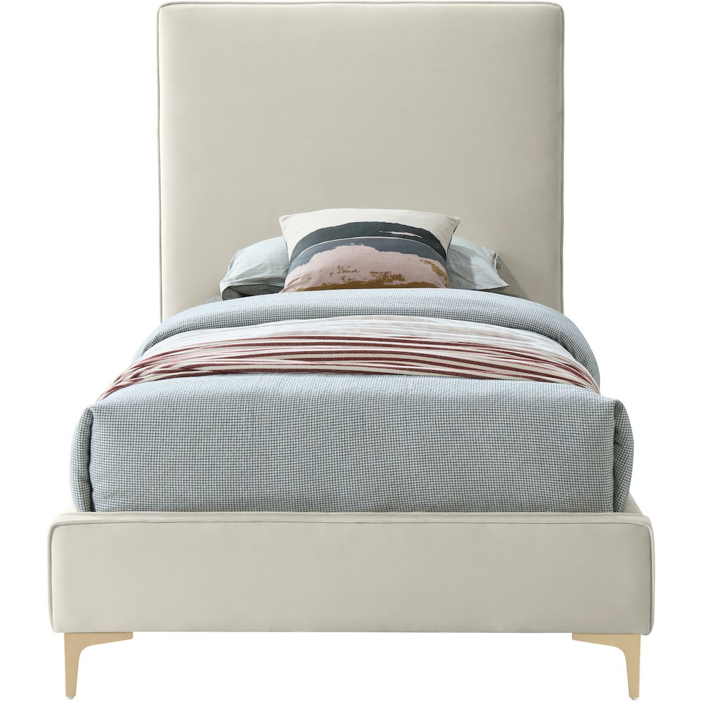 Geri Cream Velvet Twin Bed