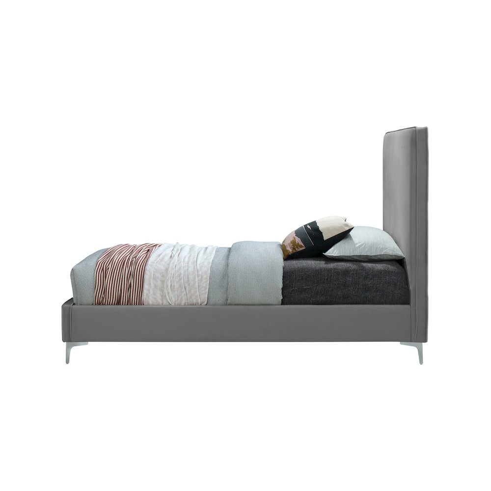 Geri Grey Velvet King Bed