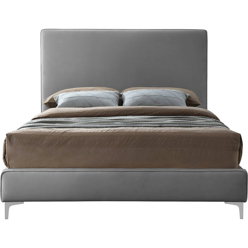 Geri Grey Velvet King Bed