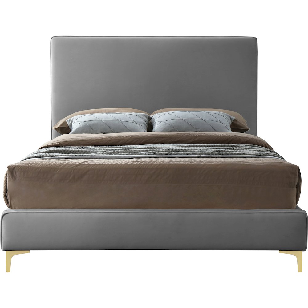 Geri Grey Velvet Queen Bed