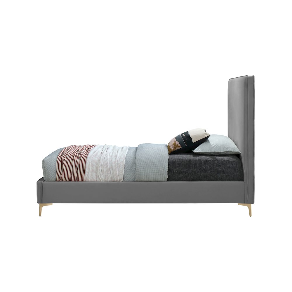 Geri Grey Velvet Queen Bed