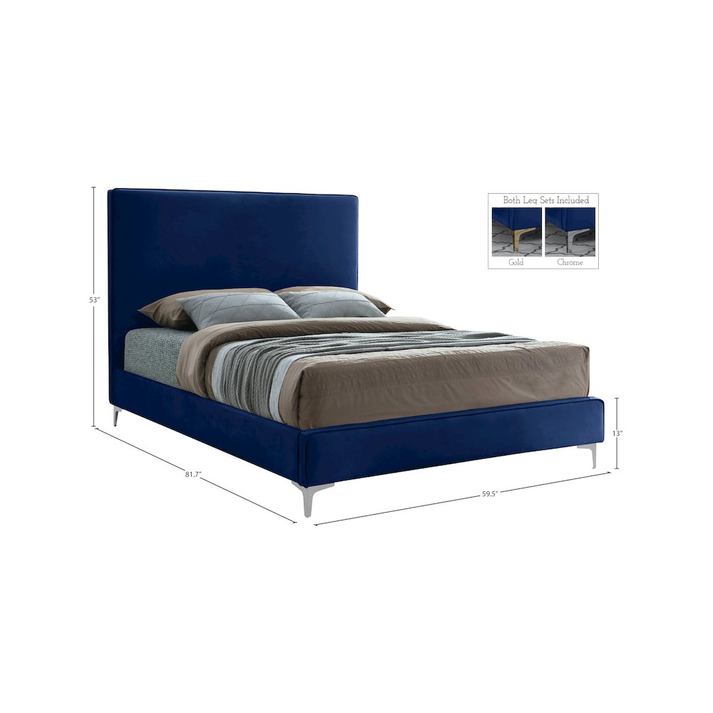 Geri Navy Velvet Full Bed