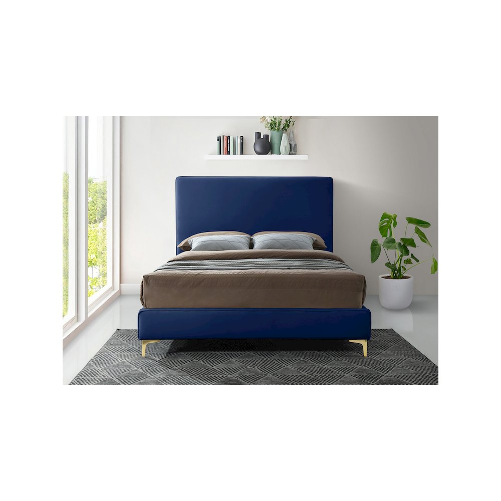 Geri Navy Velvet Full Bed