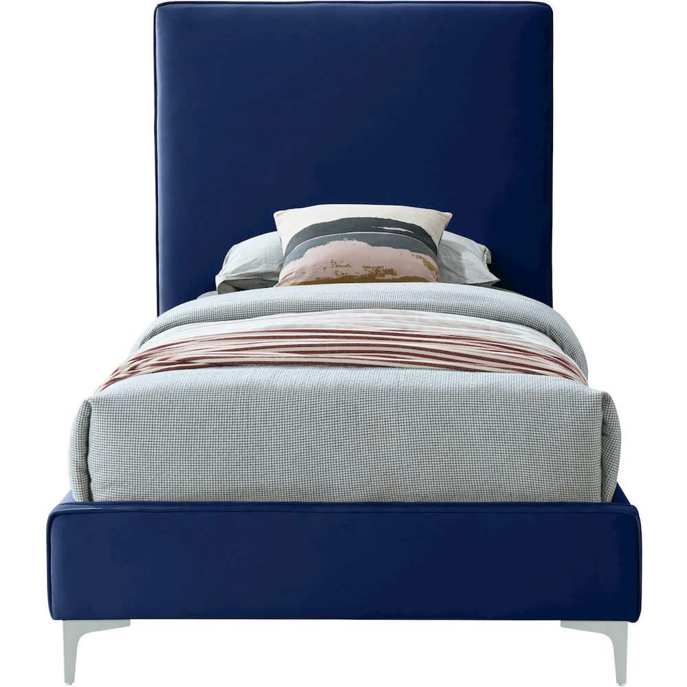 Geri Navy Velvet Twin Bed