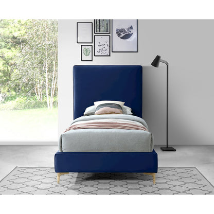 Geri Navy Velvet Twin Bed