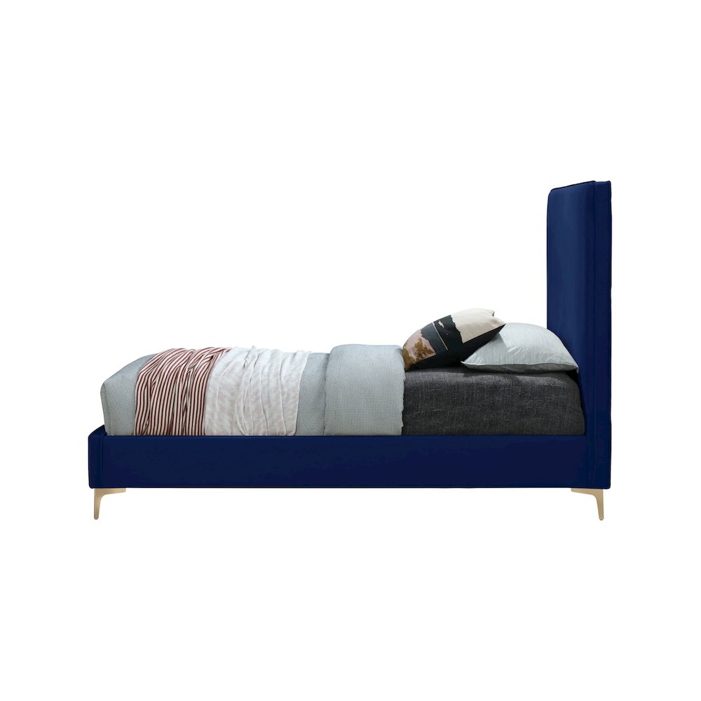 Geri Navy Velvet Twin Bed