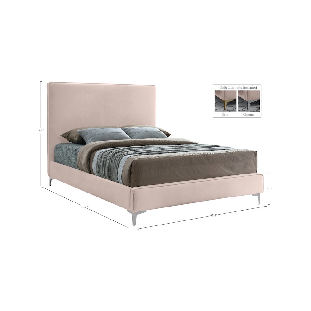 Geri Pink Velvet Queen Bed