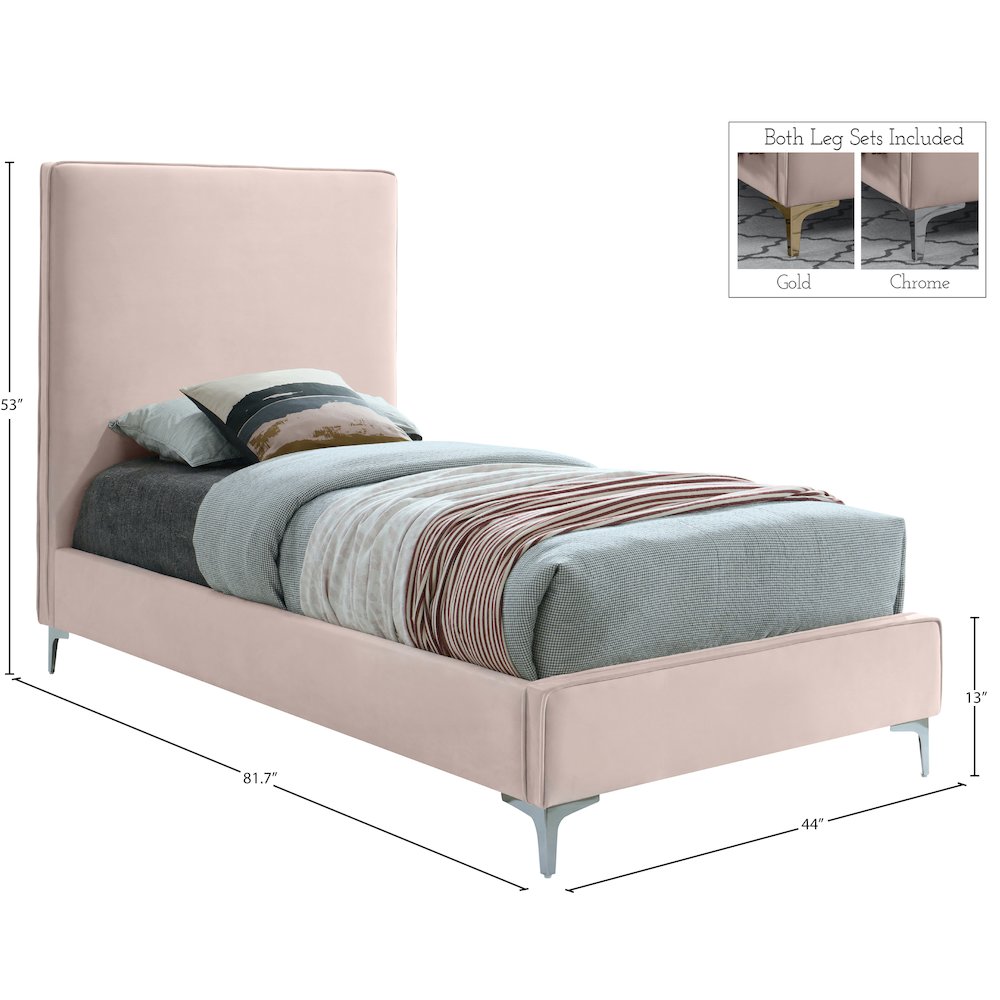 Geri Pink Velvet Twin Bed