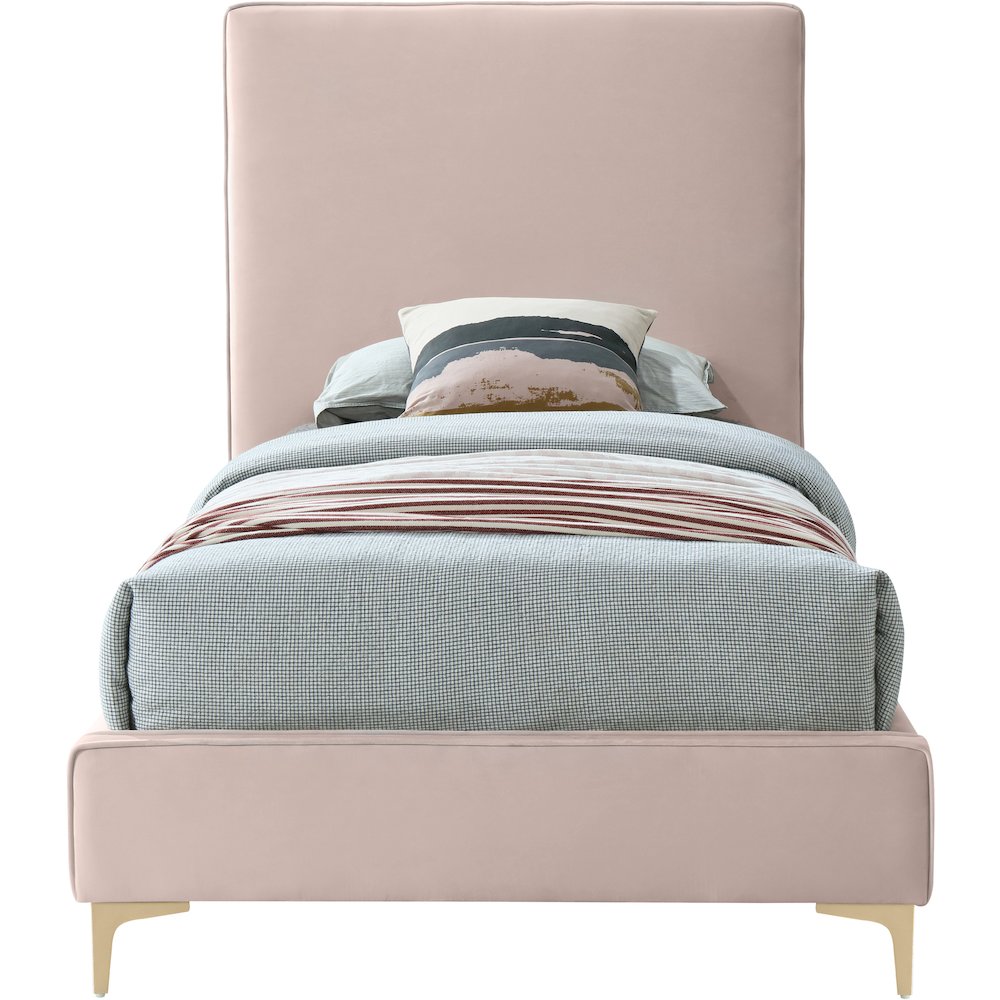 Geri Pink Velvet Twin Bed