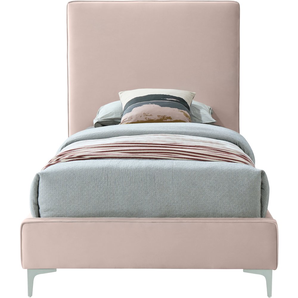 Geri Pink Velvet Twin Bed