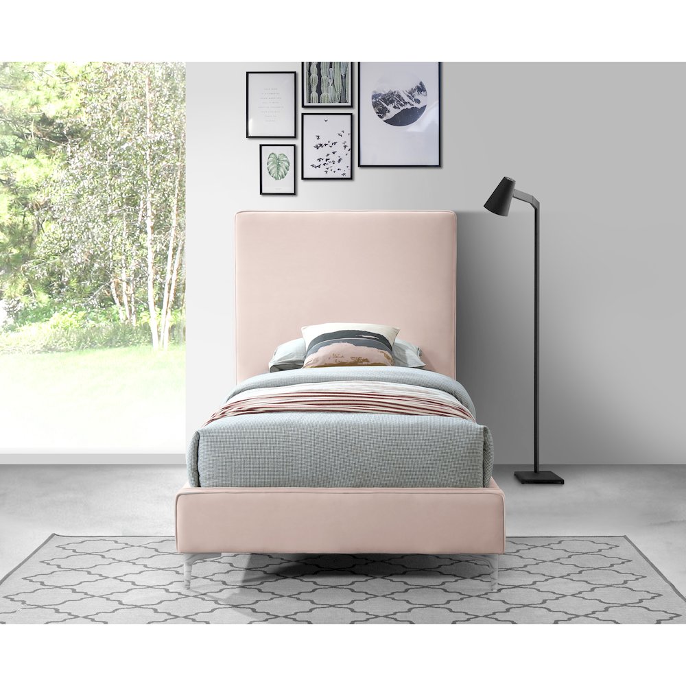 Geri Pink Velvet Twin Bed