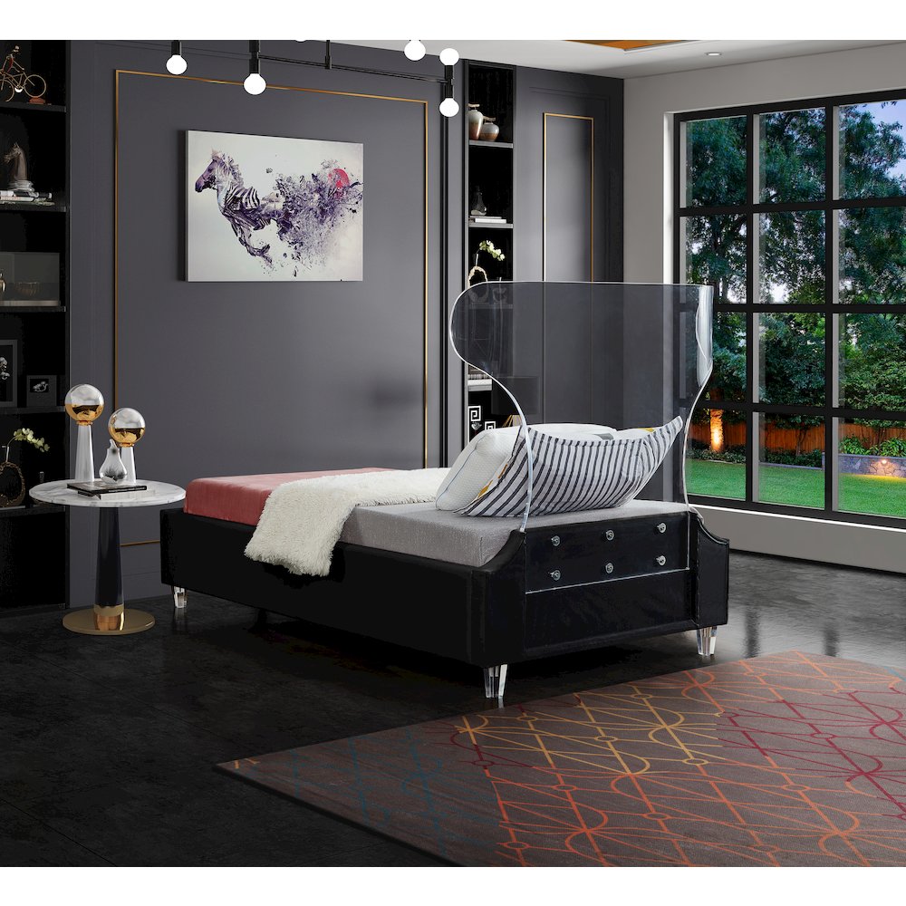 Ghost Black Velvet Twin Bed