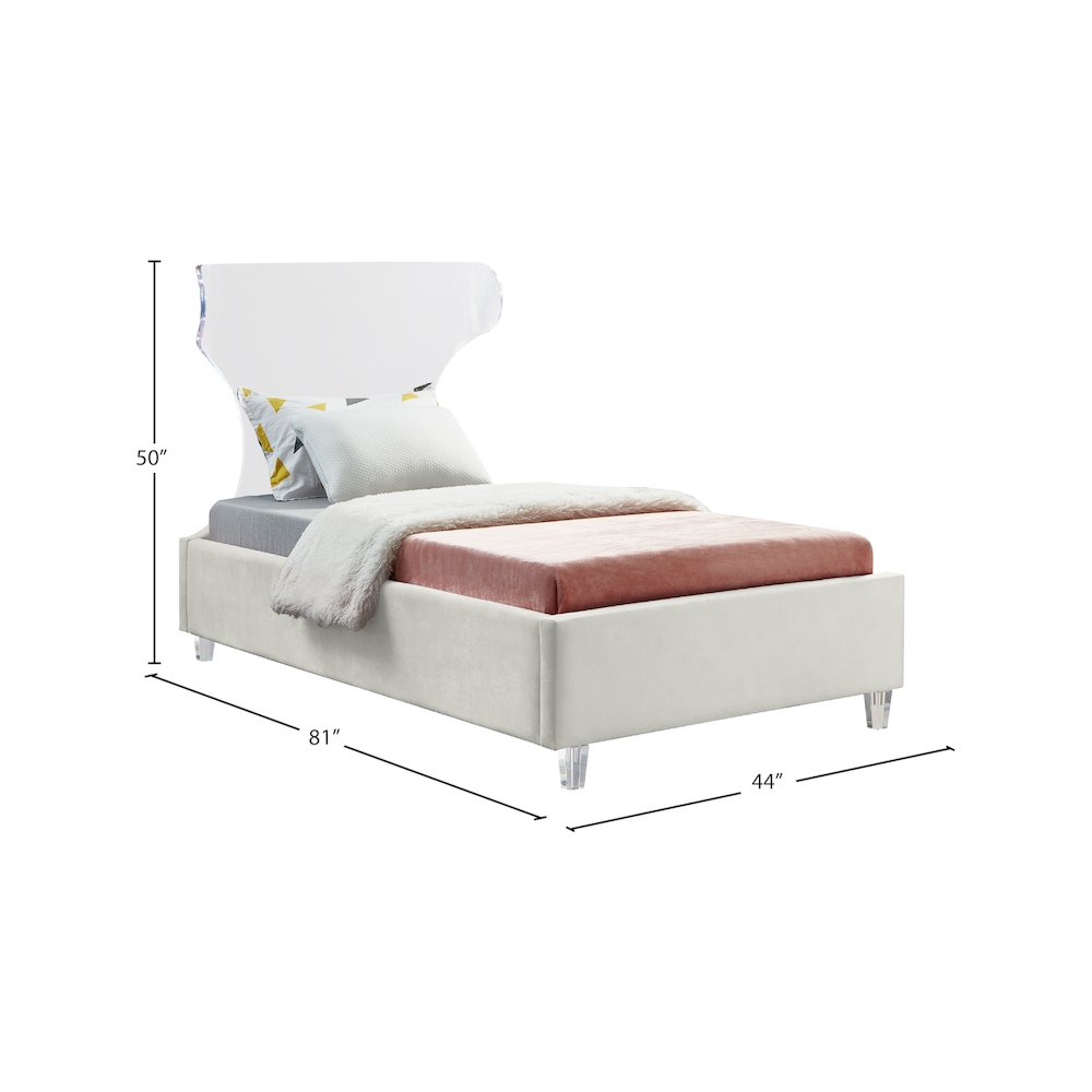 Ghost Cream Velvet Twin Bed