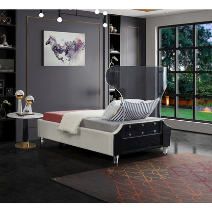 Ghost Cream Velvet Twin Bed
