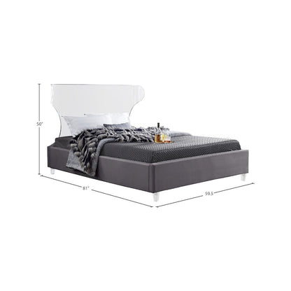 Ghost Grey Velvet Full Bed